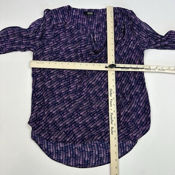 A.N.A A New Approach Purple Tie Dye Cold Shoulder Sllit Sleeves Chiffon Sz XS - Picture 3 of 13